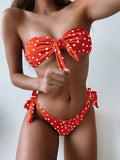 Toloer 2023 Ladies Swwear Dot Print Sexy Bikini Part Bikini-Outfit