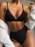 Toloer 2023 Outer Single Bikini Burst Solid Color Bikini Women's Split Swimsuit Triangle Bikini B170-Outfit