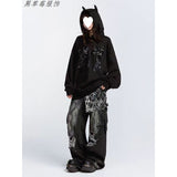 Street Ins Do Old Tuxed Hole Jeans Women's New High-Rise Loose Thin Leg