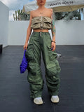 Toloer 2024 New Three-Dimensional Pocket Design Sense Hot Girl Style Do Old Design Sense Jeans Wide Leg Pants-Outfit