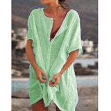 Women's Shirt Multi-Color Multi-Code Long Loose Solid Color Short-Sleeved Shirt Beach Sunscreen