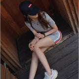 South Korea sexy Cotton Summer femme Dress Girls Boho Female Dress Short Sleeve Women Dresses short grey MINI Robe