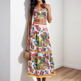 Spring Women's Sexy Splicing Bra Sling + High Waist Half-Dress Fashion Suit Women's