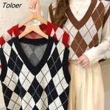 Sweater Vests Women Sweet Retro Sleeveless Chic Casual Fashion Streetwear Females V-neck Knit Sweaters All-match