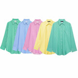 Spring And Summer New Striped Loose Shirt 3217253 Pajamas Trousers
