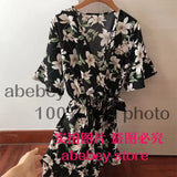 Ruffled Women Playsuits Elastic High Waist Bow Female Jumpsuit Romper Butterfly Sleeve Short Overalls for