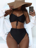 Toloer Outer Single Swimsuit 2023 New Women's Split Swimsuit Pure Color Sexy Pleated Ratio B698W-Outfit