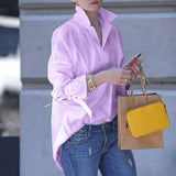 Burst Spring And Summer Lady Long-Sleeved Shirt Women's Street Fashion Loose Solid Color Large-Size