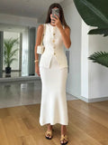 Women's Fashion Bodywear Body Armor Solid Color Body Repair Hip Two Sets Of Knitted Long Skirt Suit