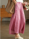 Summer Women's Wide-leg Pants Simple Solid Color Loose Casual Straight All-match Cotton and Linen Women's Nine-point
