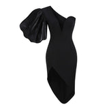TWOTWINSTYLE Sexy Party Asymmetrical Dress For Women Deep V Neck High Waist Slim Summer Fashion Dresses Female 2022 Clothing