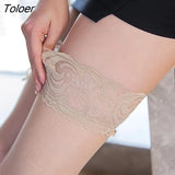 Womens Sexy Long Stockings Lace Top Silicon Strap Anti-Skid Thigh High Over Knee Socks Nightclubs Hosiery Medias De