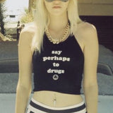 Color Letters Simple Casual Lace-Up Vest Slim Halter