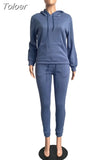 Women's Sporty Tracksuit Autumn Winter Plush Warm Hooded Long Sleeve Hoodie and High Waist Sweatpant Matching Outfit 2 Piece