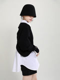 Women Big Size Knitting Irregular Blouse New Lapel Long Sleeve Loose Fit Shirt Fashion Tide Spring Autumn 2023