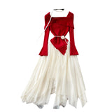 Gentle Wind Three-Dimensional Flower Collar Long Sleeve Knitted Mesh Tau Coop Ponopne Irregular Fairy