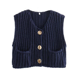 Autumn Street Shirt Fashion Cute Crochet Wool Vest Knitted Thick Knitted Vest Women's