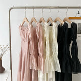 party Design Pink Midi Dress Women Sweet Vintage Elegant One Piece Dress Korean Fashion 2022 Autumn Fairy High Waist Party Dress