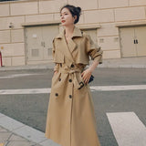 Brand New Spring Autumn Long Women Trench Coat Double Breasted Belted Storm Flaps Khaki Dress Loose Coat Lady Outerwear