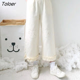 Pink Cartoon Girl Printed Sweatpants Women Wide Leg Pants High Waisted Loose Joggers Harajuku Fashion Teens Bottom