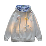 Little Bear Lattice Hoodie Women's Autumn And Winter New Loose Lazy Design Couple Open Shirt