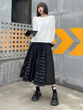 High Elastic Waist Black Pleated Irregular Casual Long Half-body Skirt Women Fashion Tide New Spring Autumn 2023