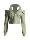 Toloer New Fashion Personality Women's Short Hoodie Design Sense Bundle Waist Show Thin Hoodie Hoodie Female Autumn Korean Version-Outfit