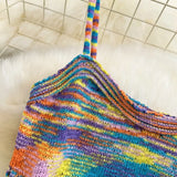 Suit Female Design Sense Rainbow Crash Sling Sling Vest Two Sets Of High-Rise Thin Bag Hip