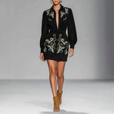 Autumn And Winter Velvet Long Shirt Collar Temperament Dress With