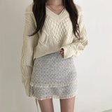 Party Women's Sweater Autumn And Winter 2022 Women European And American Style Retro Twist Back Tie Knitting