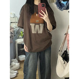 Vintage Embroidered Hat Short Sleeve Tee-Outfit