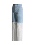 Toloer 2024 New Water Drill Hollow Out Fishing Net Hot Drill Design Sense Splicing Straight Leg Jeans Female Street Wind Pants-Outfit