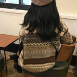 Pullovers Women Vintage Loose Casual Sweaters Geometric Female Harajuku Korean Fashion Womens Striped Sweater Streetwear