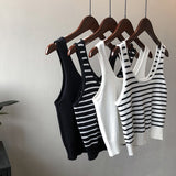 Knitted Crop Camis White Black Summer Casual Women Tank