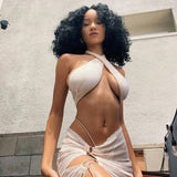 Fashion Sexy See-Through Strappy Vest Slim Skirt