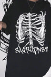 tshirts Goth Y2k Harajuku Tops Hip Hop Street retro print skull bone Loose Short Sleeve Kawaii Anime Graphic t shirt
