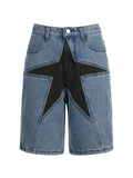 denim shorts with a five-pointed