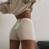 Casual Fashion White Black High Waist Women Knitted Biker Bodycon Shorts Summer Cotton Sweat Mini Sexy Shorts