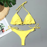 Bikinis 2021 Sexy Halter Swimwear Women Swimsuit Bandage Bikini Set Push Up Bathing Suits Summer Beach Wear Swimming
