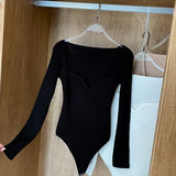 Winter Women's Sweater Sexy Low V-Neck Long Sleeve Red/Khaki/White Playsuit Female Elegant Knit Jumper Fashion New