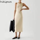 Dresses for Women O-neck Sleeveless Knitted Robe Vestido Feminino Temperament Bodycon Maxi Dress 2023 Vestidos De