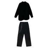 Wide Leg Pants Irregular Big Size Two Piece Suit New Lapel Long Sleeve Loose Fit Women Fashion Spring Autumn 2023