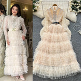 Light Luxury Famous 媛 Heavy Industry Embroidery Embroidery To Close The Waist Net Velvet Pong Pong Dress Female Thin Temperament Elegant