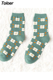1pair Cute Cartoon Women's Cotton Socks Kawaii Rabbit Sheep Giraffe Pattern Socks Funny Happy Harajuku Female