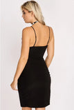 Sexy Straps V Neck Ruffles Slit Mini