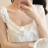 Women Solid White Sleepwear Ulzzang Fashion Comfortable Knee-length New Girls Sweet Leisure All-match Chic