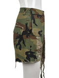 Fashion Women's Denim Shorts High Waist Loose Straight Camouflage Tassels Hollow Out Short Jeans Spring 2023 New