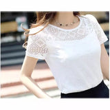 Shooting 2025 Summer Dress New Bottoming Tops To Put On White Round-Neck Short-Sleeved Lace Chiffon