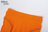 Sisterlinda Reflective Stripes Buckle Strap Sexy Crop Top Women Shorts Tracksuit Set Women Summer Fashion Club Streetwear