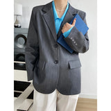 Women‘s Gray Beige Elegant Blazer Embroidery Sleeve Detailed Flap Pocket Jacket Shoulder Pad Autumn Casual Female